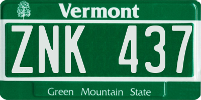 VT license plate ZNK437