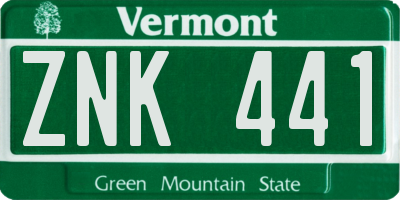 VT license plate ZNK441