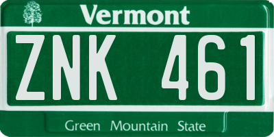 VT license plate ZNK461