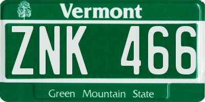 VT license plate ZNK466