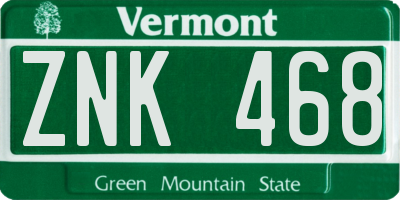 VT license plate ZNK468