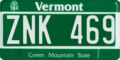 VT license plate ZNK469