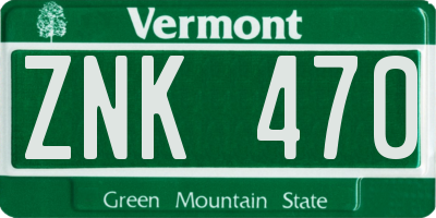 VT license plate ZNK470