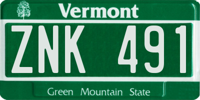 VT license plate ZNK491