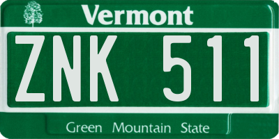 VT license plate ZNK511