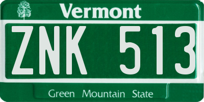VT license plate ZNK513