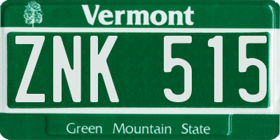 VT license plate ZNK515