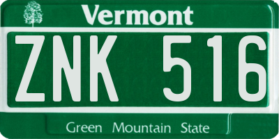 VT license plate ZNK516