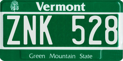 VT license plate ZNK528