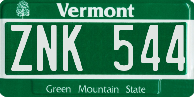 VT license plate ZNK544