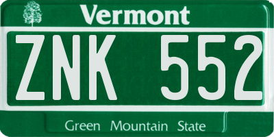 VT license plate ZNK552