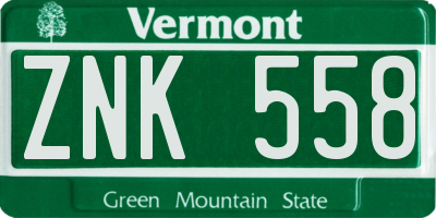VT license plate ZNK558