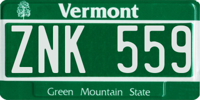 VT license plate ZNK559