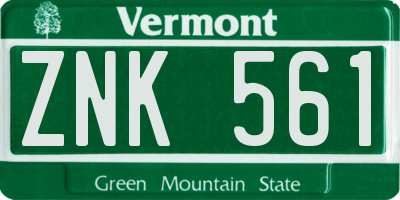 VT license plate ZNK561