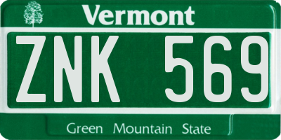 VT license plate ZNK569