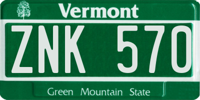 VT license plate ZNK570