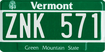 VT license plate ZNK571