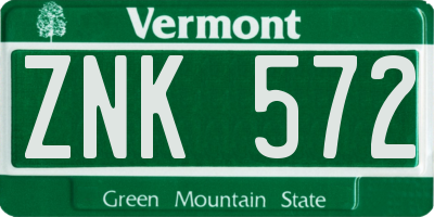 VT license plate ZNK572
