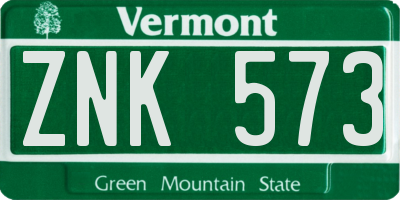VT license plate ZNK573
