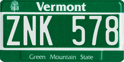 VT license plate ZNK578