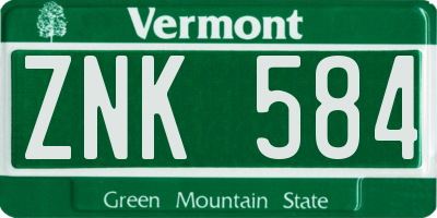 VT license plate ZNK584
