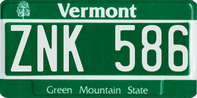 VT license plate ZNK586