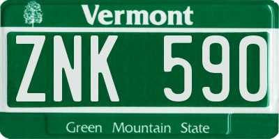 VT license plate ZNK590