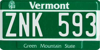 VT license plate ZNK593