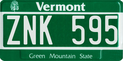 VT license plate ZNK595