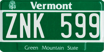 VT license plate ZNK599