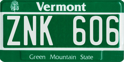 VT license plate ZNK606