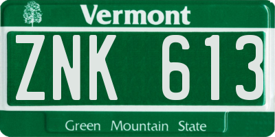VT license plate ZNK613
