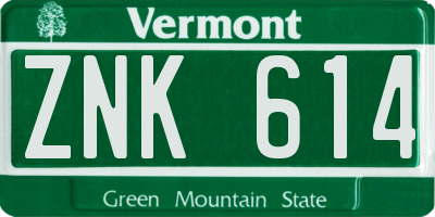 VT license plate ZNK614