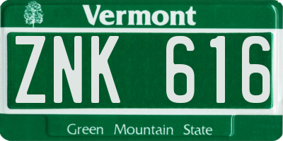 VT license plate ZNK616