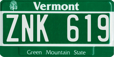VT license plate ZNK619