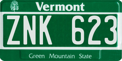 VT license plate ZNK623