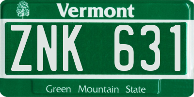 VT license plate ZNK631