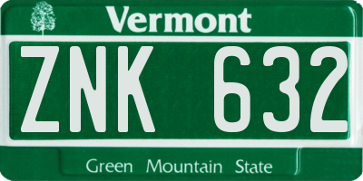 VT license plate ZNK632