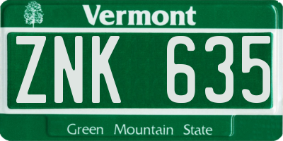 VT license plate ZNK635