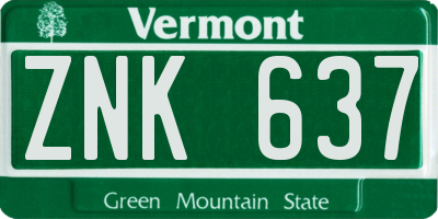 VT license plate ZNK637