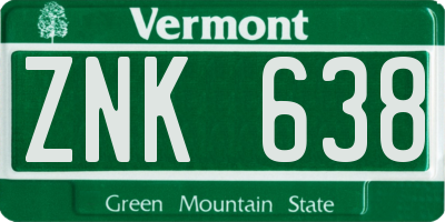 VT license plate ZNK638