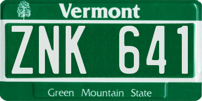 VT license plate ZNK641