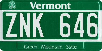 VT license plate ZNK646