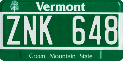 VT license plate ZNK648