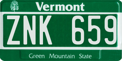 VT license plate ZNK659