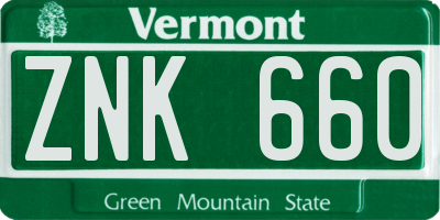 VT license plate ZNK660