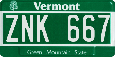 VT license plate ZNK667