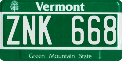 VT license plate ZNK668