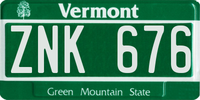 VT license plate ZNK676