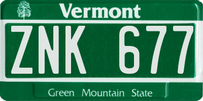 VT license plate ZNK677